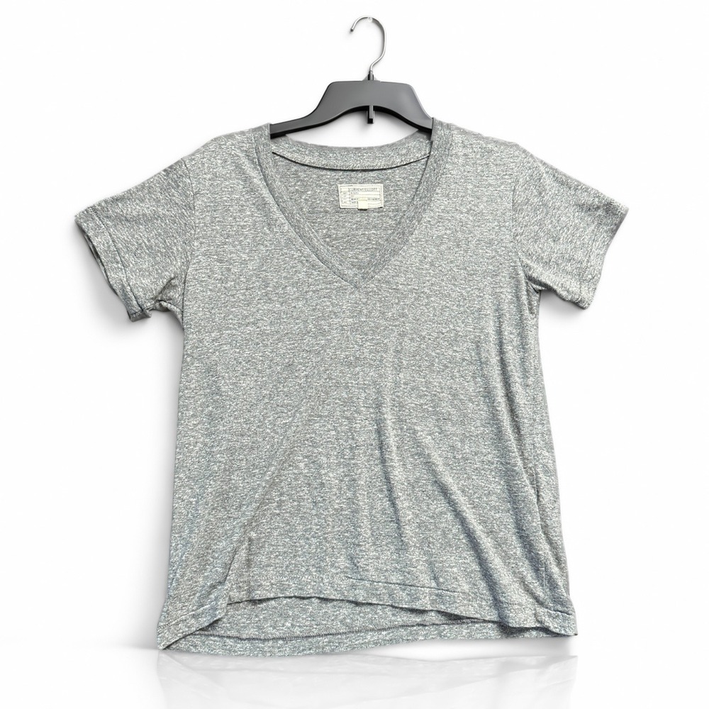 Current Elliott V Neck Tee Women 0 XS Heather Gray Slub Made USA Relaxed